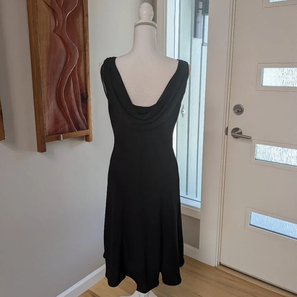 Vintage Jones Wear Black Mesh Crystal Cowl Back Dress Sz 10 Sleeveless LBD Goth